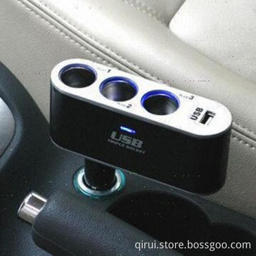 3-cigarette Lighter Car Charger with USB Power Distribution